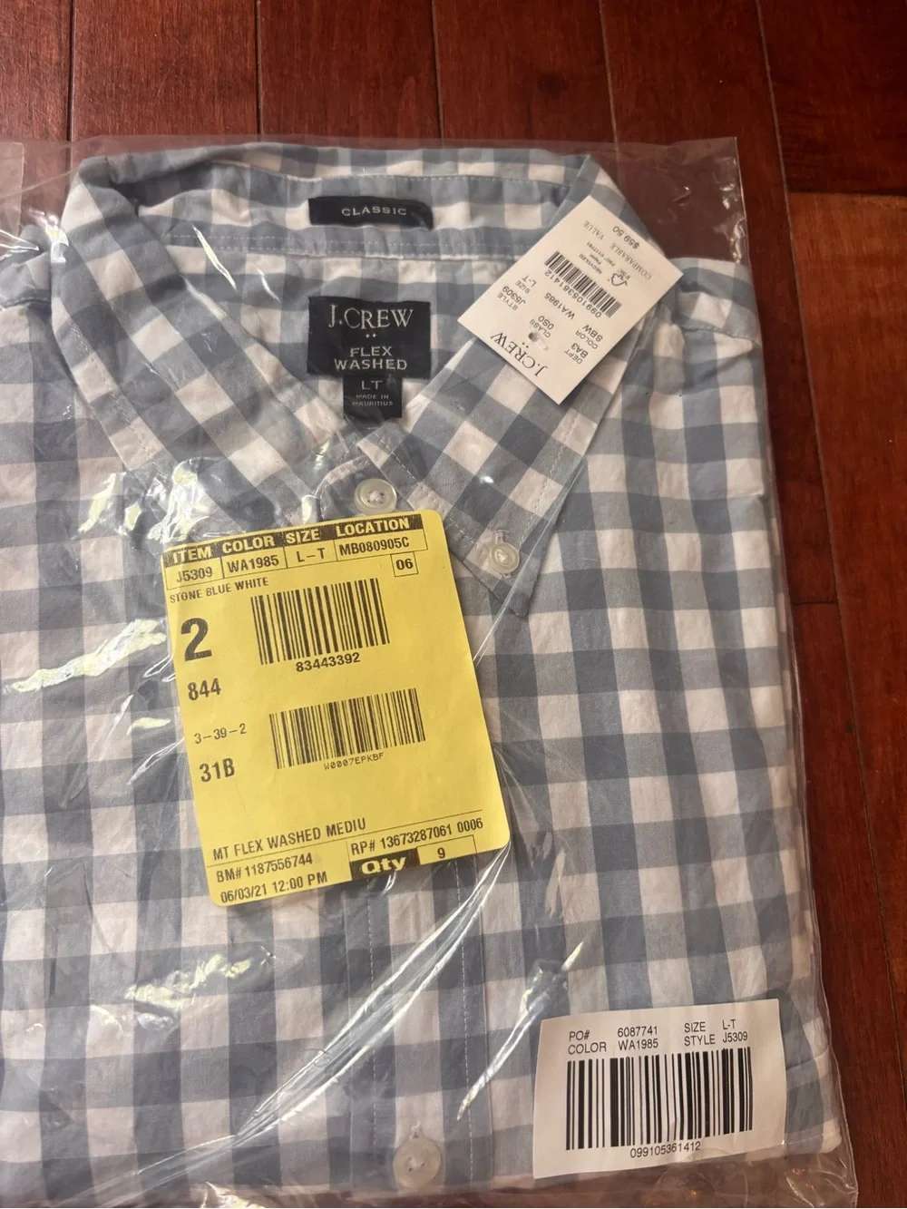 J. Crew Men’s Blue, Light Blue Plaid & Red Button-Down Shirt Pack Bundle - Large